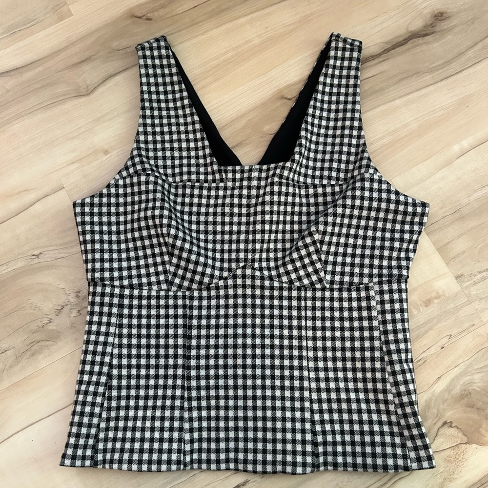 cabi black and white gingham top